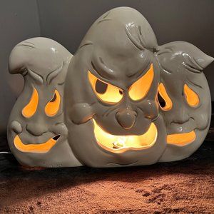 Vintage Halloween Ghost Lighted Decoration Holland Mold Trio Ceramic Figurine